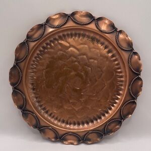 Vintage Gregorian hammered copper scalloped decor plate Gregorian MADE IN U.S.A.